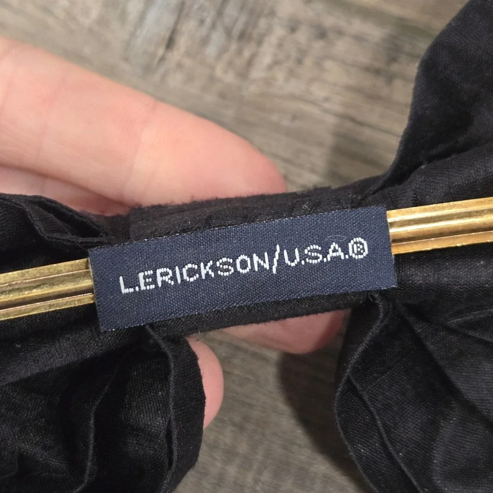 L. Erickson Black Silk Oversized Hair Bow Barrette France 9.5